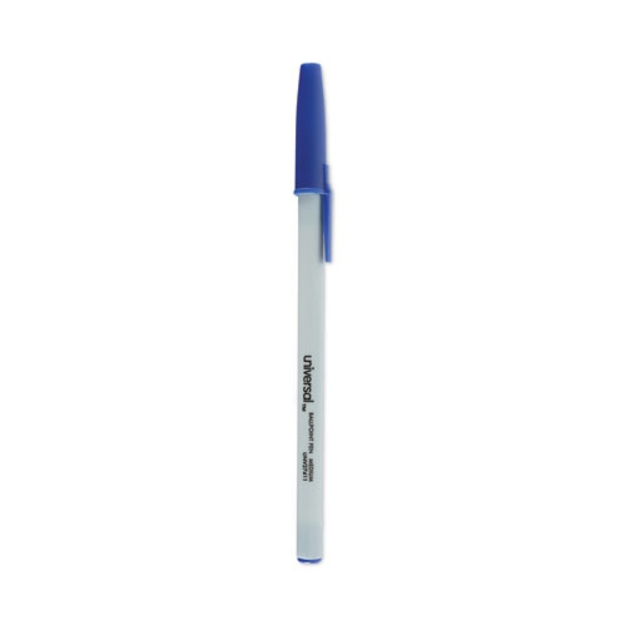 Universal Medium 1 mm Stick Ballpoint Pen - Blue Ink, Gray/Blue Barrel (1 Dozen)